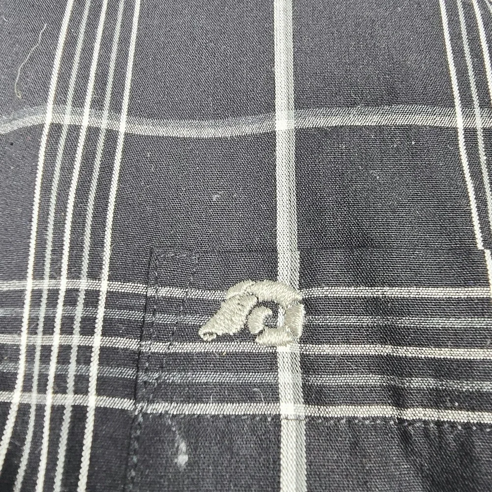 Pendleton Short Sleeve Button Shirt Mens Large Black White Plaid Cotton Tencel